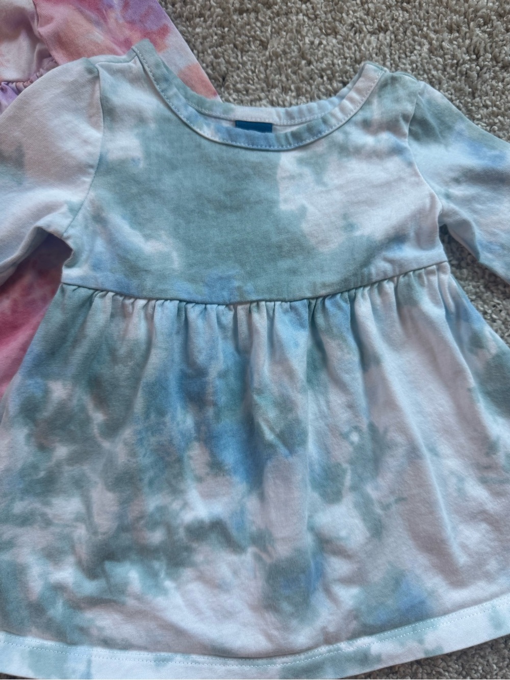 Old Navy Baby Girl Tie Dye Dress Bundle 0–3 Months Long Sleeve Cotton Dresses - Picture 4 of 9